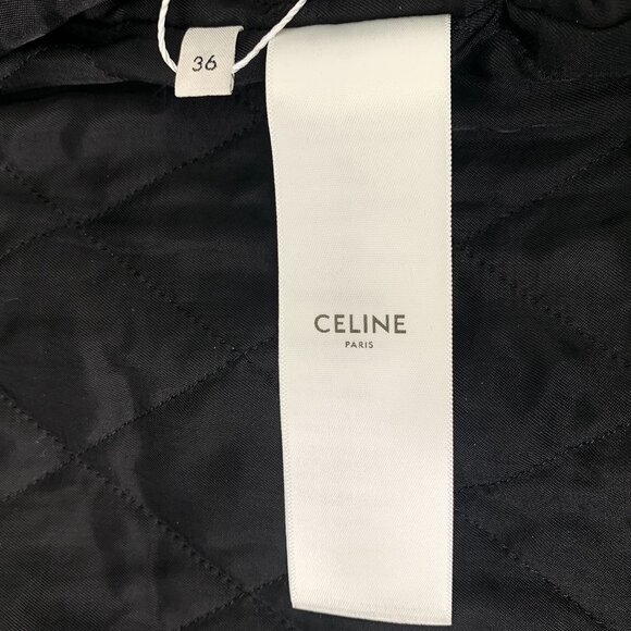Celine Womens Black Lambskin Leather Buttoned Jacket With Belt & Zipper Details - Picture 8 of 8